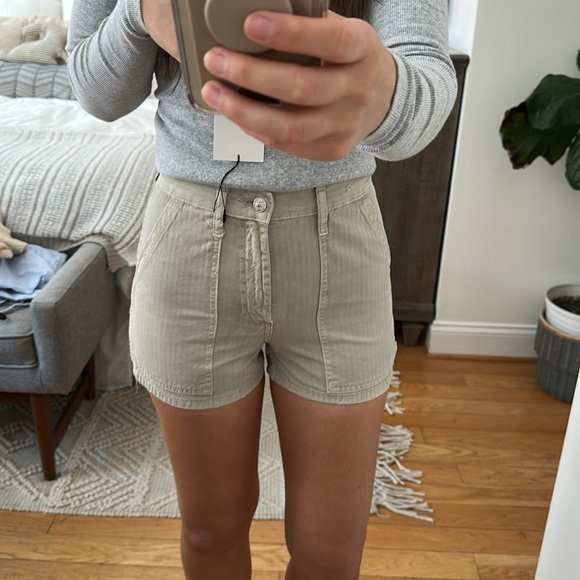 Zara trf high rise waist cargo shorts stone taupe gray 0 25 6688/001 - Picture 9 of 11